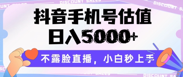 抖音手机号估值，日入5000+，不露脸直播，小白秒上手【揭秘】-599资源坊