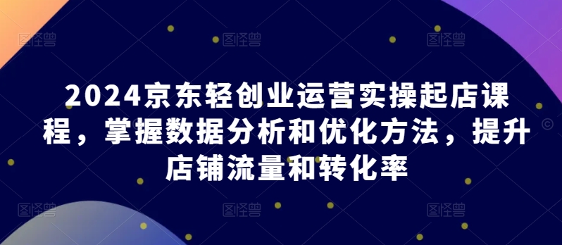 2024京东轻创业运营实操起店课程，掌握数据分析和优化方法，提升店铺流量和转化率-599资源坊