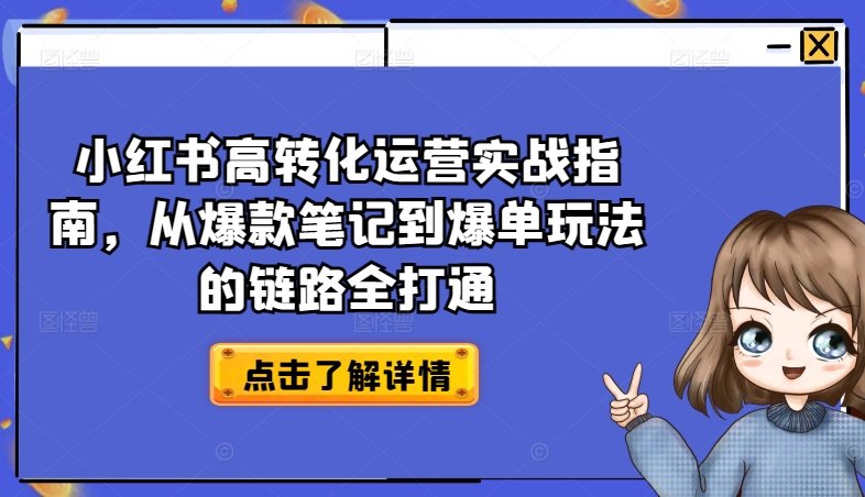 小红书高转化运营实战指南，从爆款笔记到爆单玩法的链路全打通-599资源坊
