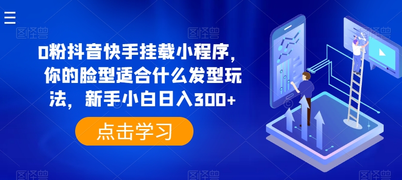 0粉抖音快手挂载小程序，你的脸型适合什么发型玩法，新手小白日入300+【揭秘】-599资源坊