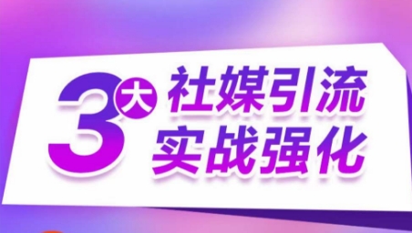 3大社媒引流实战强化，多渠道站外引流，高效精准获客，订单销售额翻倍增长-599资源坊