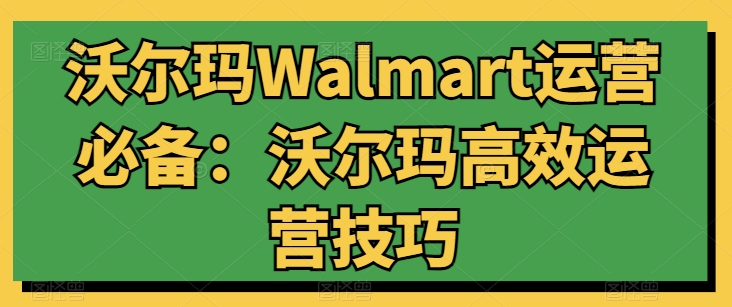 沃尔玛Walmart运营必备：沃尔玛高效运营技巧-599资源坊