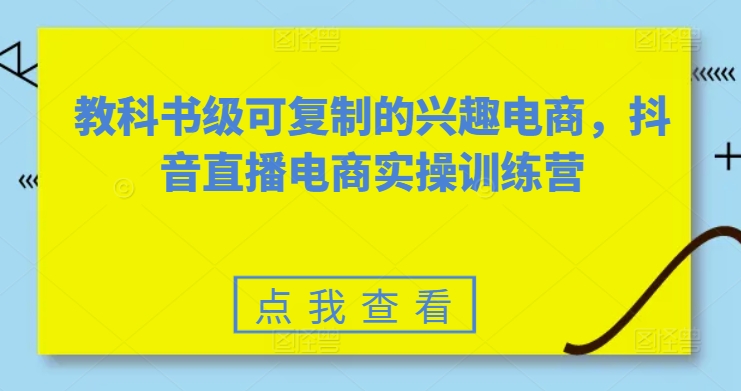 教科书级可复制的兴趣电商，抖音直播电商实操训练营-599资源坊