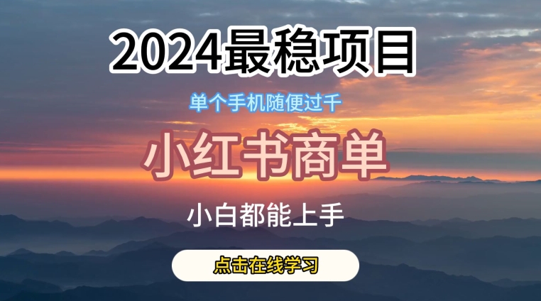 2024最稳蓝海项目，小红书商单项目，没有之一【揭秘】-599资源坊