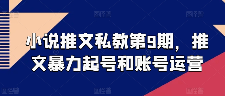 小说推文私教第9期，推文暴力起号和账号运营-599资源坊