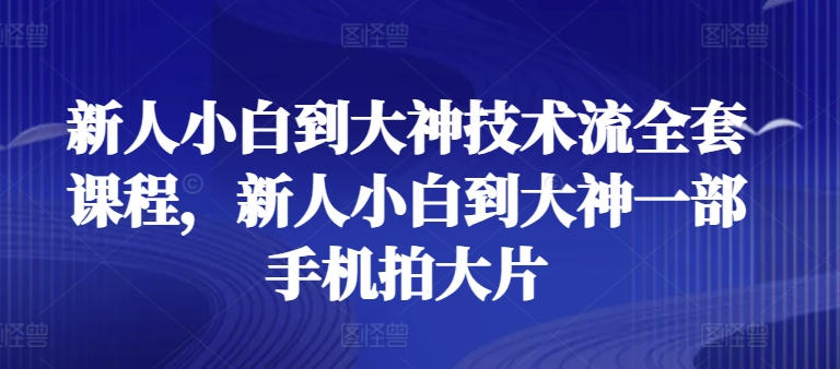 新人小白到大神技术流全套课程，新人小白到大神一部手机拍大片-599资源坊
