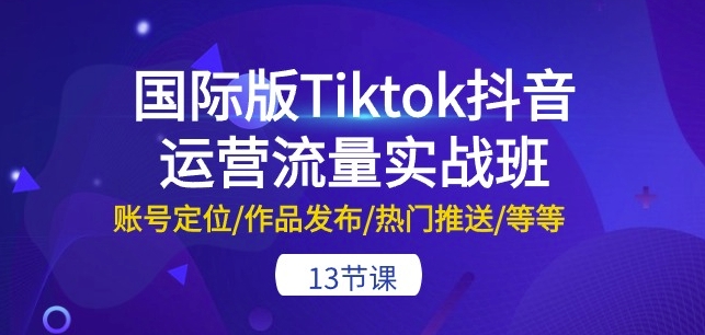国际版Tiktok抖音运营流量实战班：账号定位/作品发布/热门推送/等等-13节-599资源坊