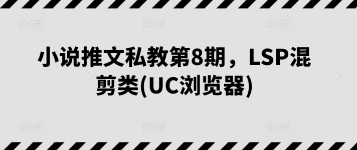 小说推文私教第8期，LSP混剪类(UC浏览器)-599资源坊