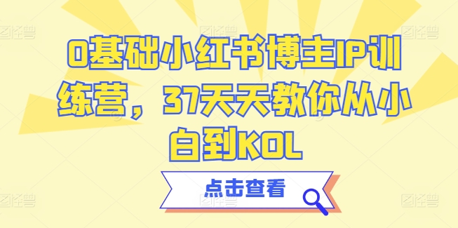 0基础小红书博主IP训练营，37天天教你从小白到KOL-599资源坊
