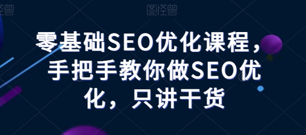 零基础SEO优化课程，手把手教你做SEO优化，只讲干货-599资源坊