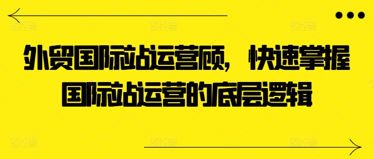 外贸国际站运营顾问，快速掌握国际站运营的底层逻辑-599资源坊