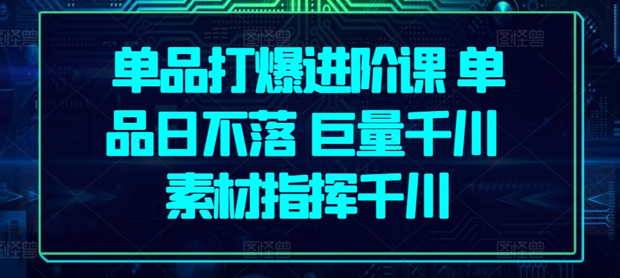 单品打爆进阶课 单品日不落 巨量千川 素材指挥千川-599资源坊