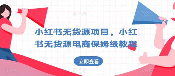 小红书无货源项目，小红书无货源电商保姆级教程【揭秘】-599资源坊