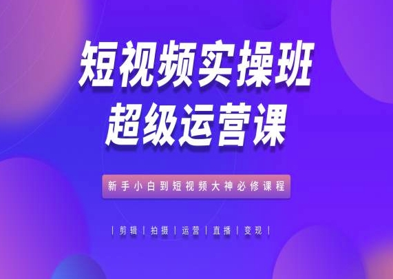 短视频实操班超级运营课，新手小白到短视频大神必修课程-599资源坊