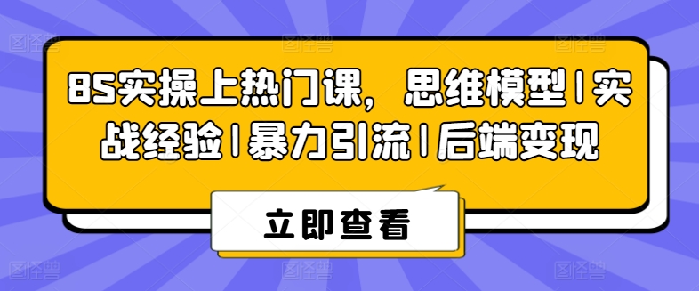8S实操上热门课，思维模型|实战经验|暴力引流|后端变现-599资源坊