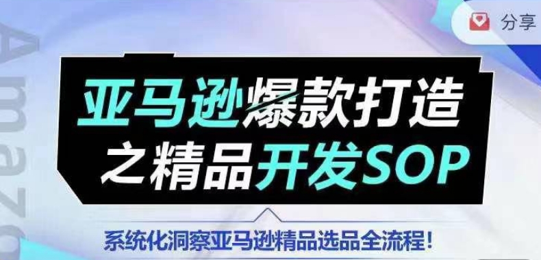 【训练营】亚马逊爆款打造之精品开发SOP，系统化洞察亚马逊精品选品全流程-599资源坊