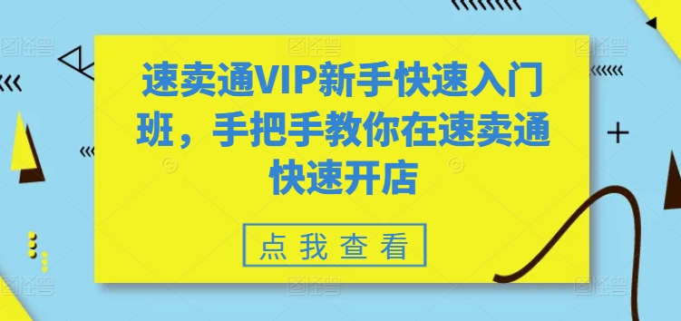 速卖通VIP新手快速入门班，手把手教你在速卖通快速开店-599资源坊