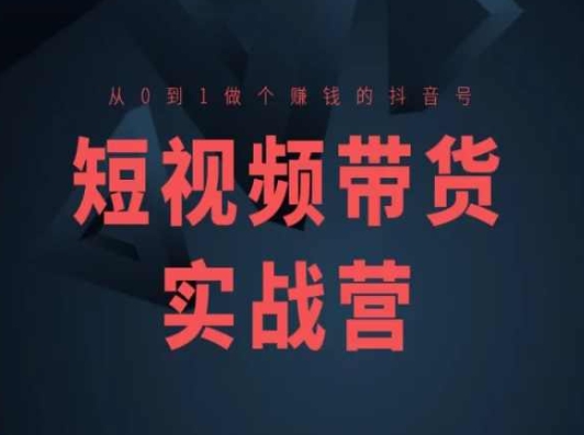 短视频带货实战营(高阶课)，从0到1做个赚钱的抖音号-599资源坊