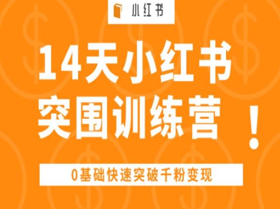 14天小红书突围训练营 ，0基础快速突破千粉变现-599资源坊