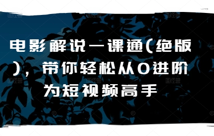 电影解说一课通(绝版)，带你轻松从0进阶为短视频高手-599资源坊
