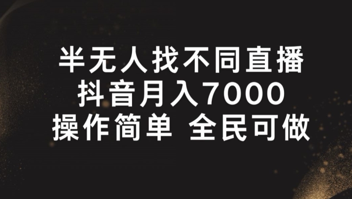半无人找不同直播，月入7000+，操作简单 全民可做【揭秘】-599资源坊