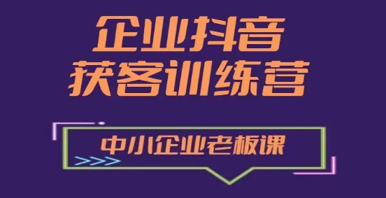 企业抖音营销获客增长训练营，中小企业老板必修课-599资源坊