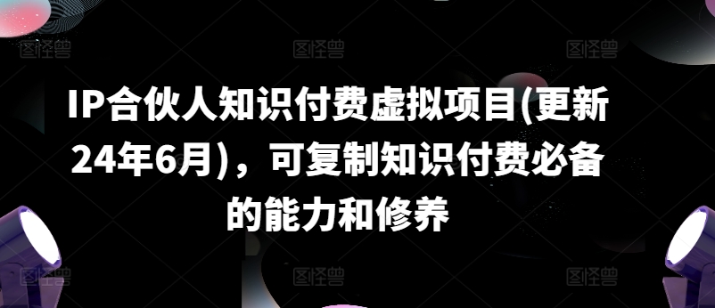 IP合伙人知识付费虚拟项目(更新24年6月)，可复制知识付费必备的能力和修养-599资源坊