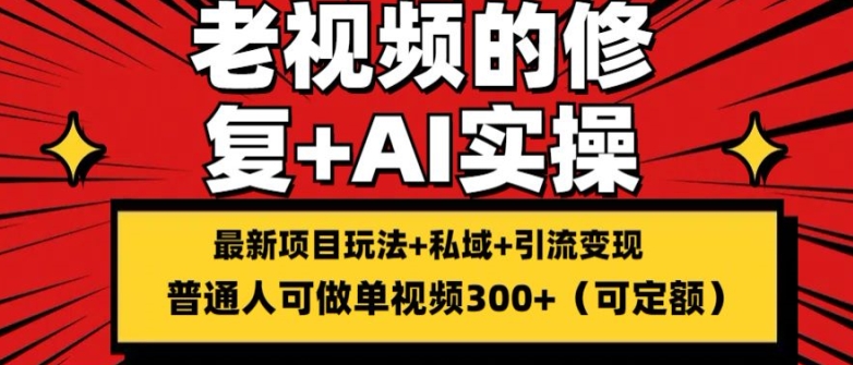 修复老视频的玩法，搬砖+引流的变现(可持久)，单条收益300+【揭秘】-599资源坊