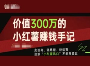 价值300万的小红书赚钱手记,变现高、链路短、轻运营,这波“小红薯风口”不能再错过-599资源坊