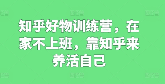 知乎好物训练营，在家不上班，靠知乎来养活自己-599资源坊