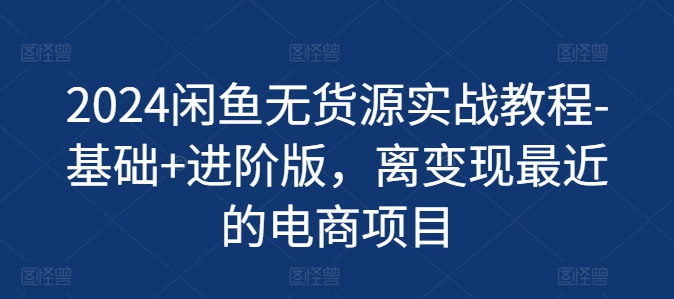 2024闲鱼无货源实战教程-基础+进阶版，离变现最近的电商项目-599资源坊