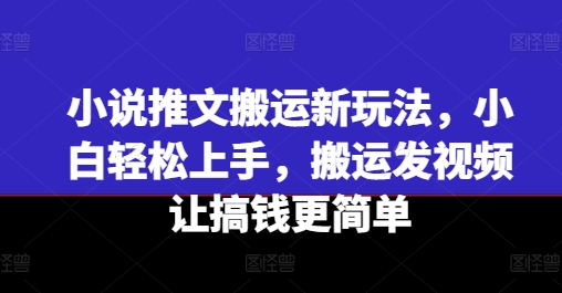 小说推文搬运新玩法，小白轻松上手，搬运发视频让搞钱更简单-599资源坊