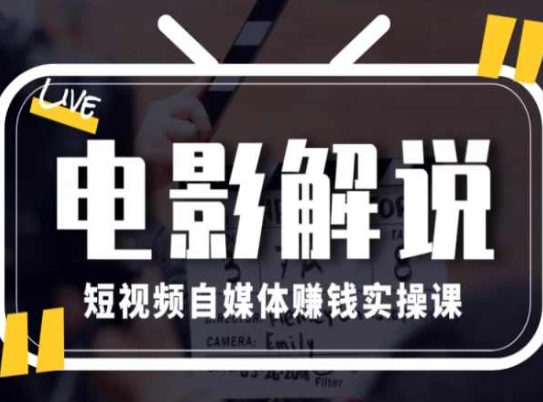 电影解说短视频自媒体赚钱实操课，教你做电影解说短视频，月赚1万-599资源坊
