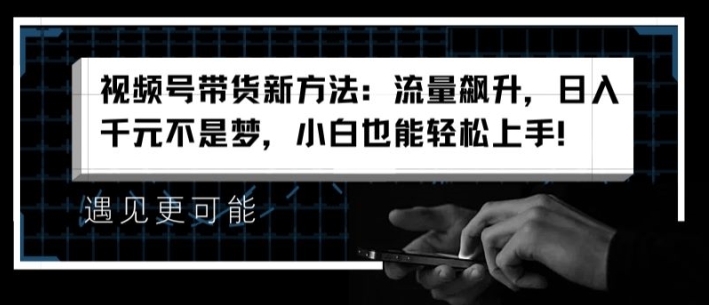 视频号带货新方法：流量飙升，日入千元不是梦，小白也能轻松上手【揭秘】-599资源坊