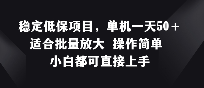 稳定低保项目，单机一天50+适合批量放大 操作简单 小白都可直接上手【揭秘】-599资源坊