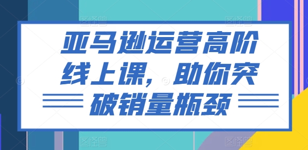亚马逊运营高阶线上课，助你突破销量瓶颈-599资源坊