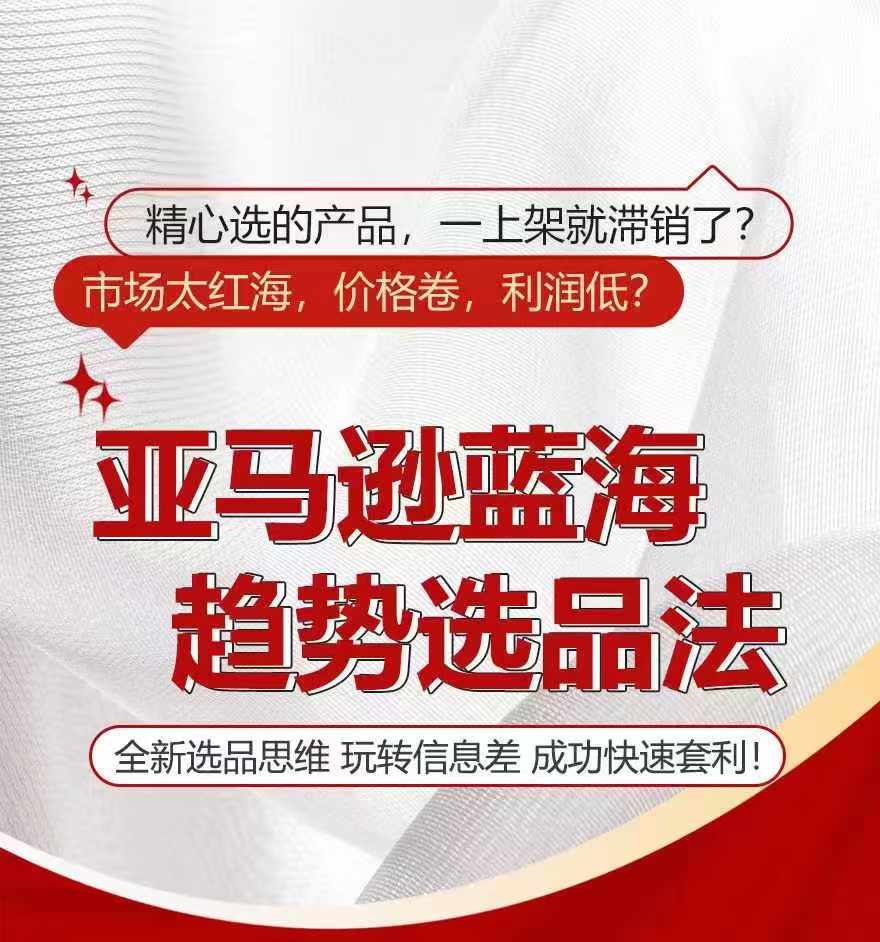 亚马逊蓝海趋势选法，全新选品思维，玩转信息差-599资源坊