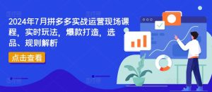 2024年7月拼多多实战运营现场课程,实时玩法,爆款打造,选品、规则解析-599资源坊