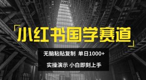小红书国学赛道,无脑粘贴复制,单日1K,实操演示,小白即刻上手【揭秘】-599资源坊