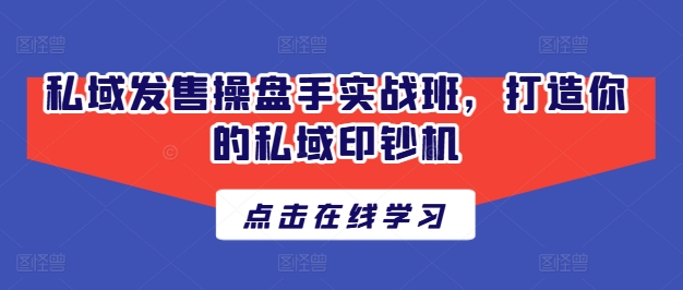 私域发售操盘手实战班，打造你的私域印钞机-599资源坊