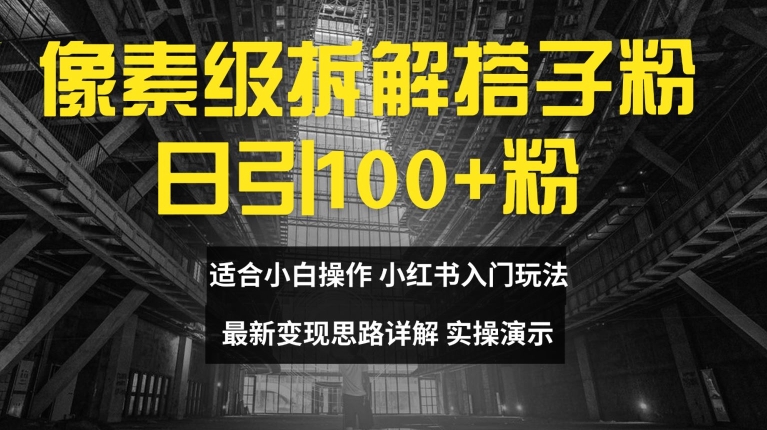 像素级拆解搭子粉，日引100+，小白看完可上手，最新变现思路详解【揭秘】-599资源坊