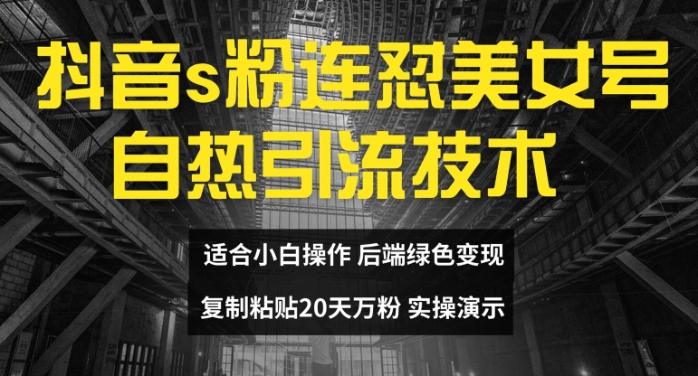 抖音s粉连怼美女号自热引流技术复制粘贴，20天万粉账号，无需实名制，矩阵操作【揭秘】-599资源坊