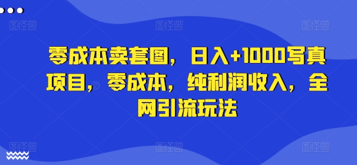 零成本卖套图，日入+1000写真项目，零成本，纯利润收入，全网引流玩法-599资源坊