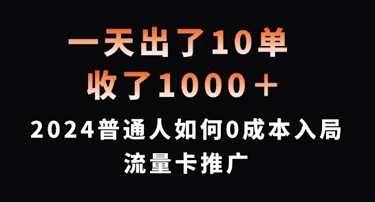 一天出了10单，收了1000+，2024普通人如何0成本入局流量卡推广【揭秘】-599资源坊