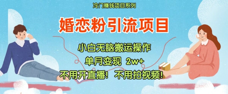 小红书婚恋粉引流，不用开直播，不用拍视频，不用做交付【揭秘】-599资源坊