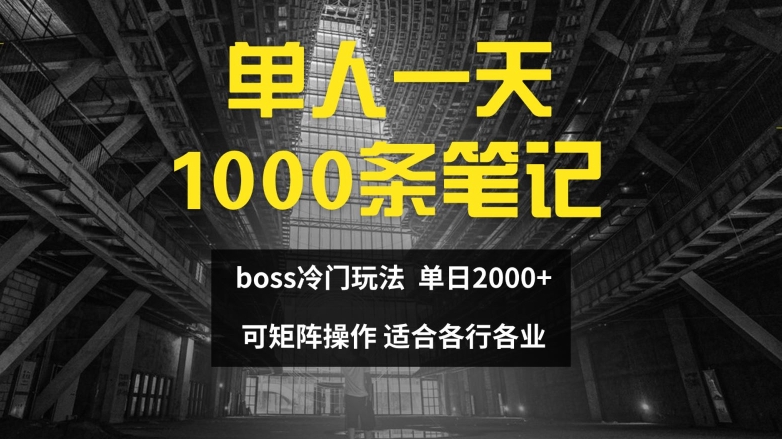 单人一天1000条笔记，日入2000+，BOSS直聘的正确玩法【揭秘】-599资源坊