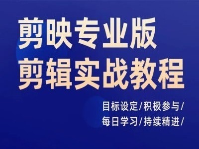 剪映专业版剪辑实战教程，目标设定/积极参与/每日学习/持续精进-599资源坊