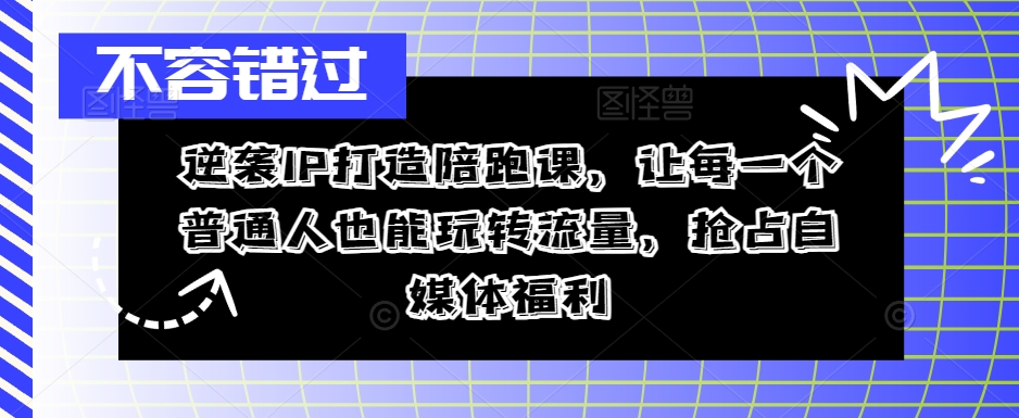 逆袭IP打造陪跑课，让每一个普通人也能玩转流量，抢占自媒体福利-599资源坊