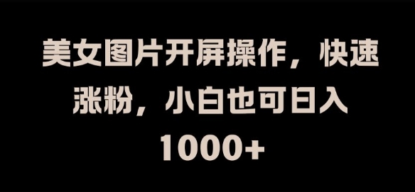 美女图片开屏操作，快速涨粉，小白也可日入1k【揭秘】-599资源坊