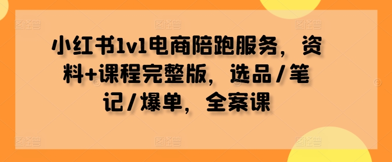 小红书1v1电商陪跑服务，资料+课程完整版，选品/笔记/爆单，全案课-599资源坊